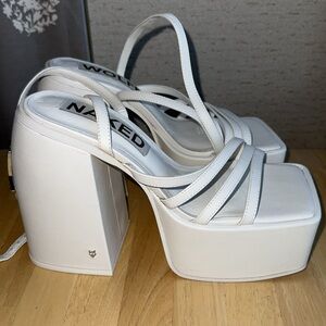 Naked Wolfe chunky heels white size 9